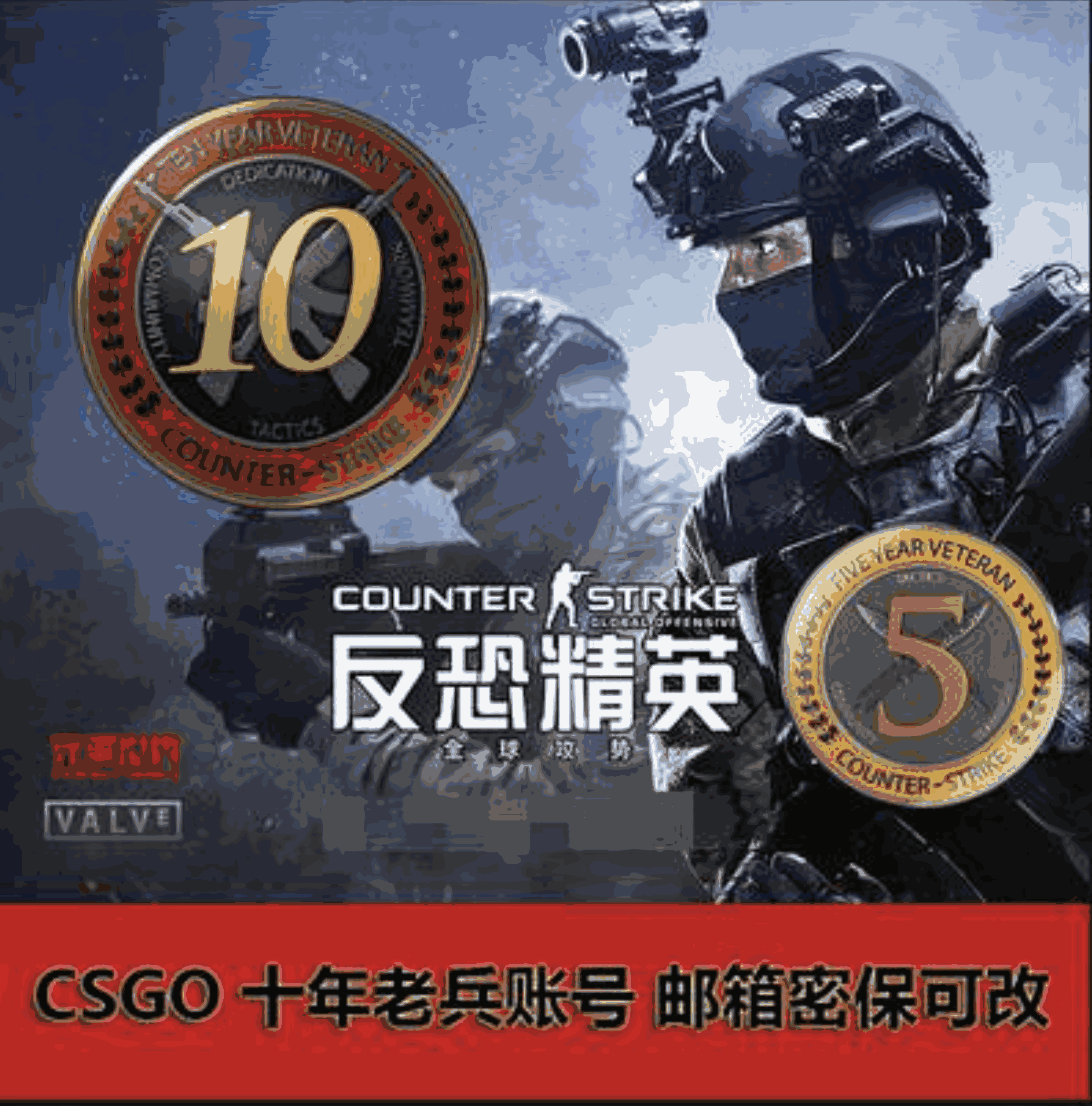 CSGO双服账号/五年十年老兵双硬币白号可改排面号/国服国际/可改/白号